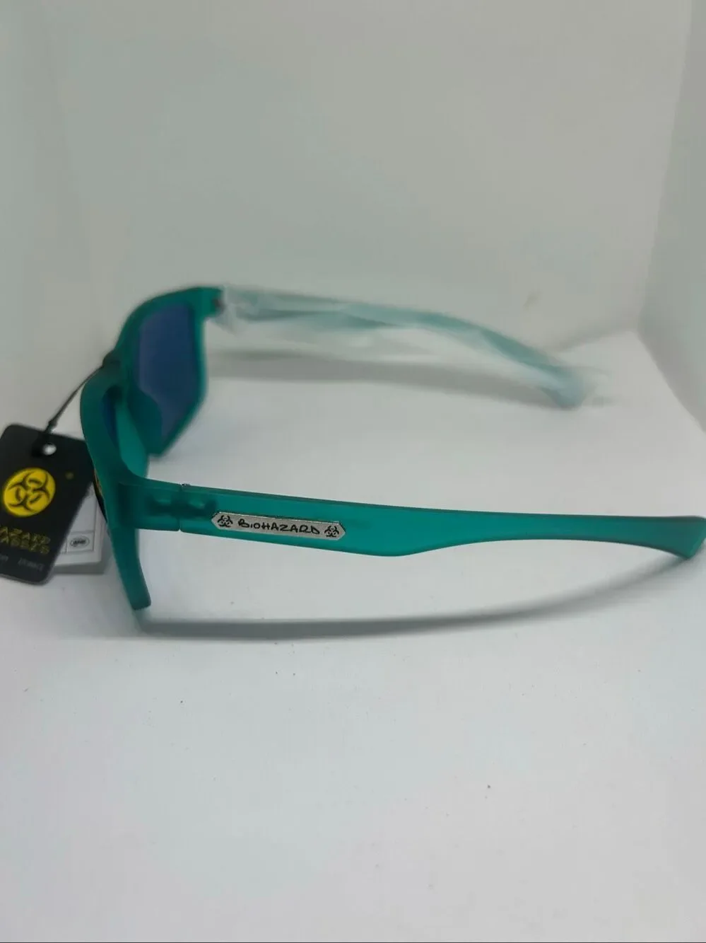 Biohazard Teal Frosted Mirrored UV400 Sunglasses NWT